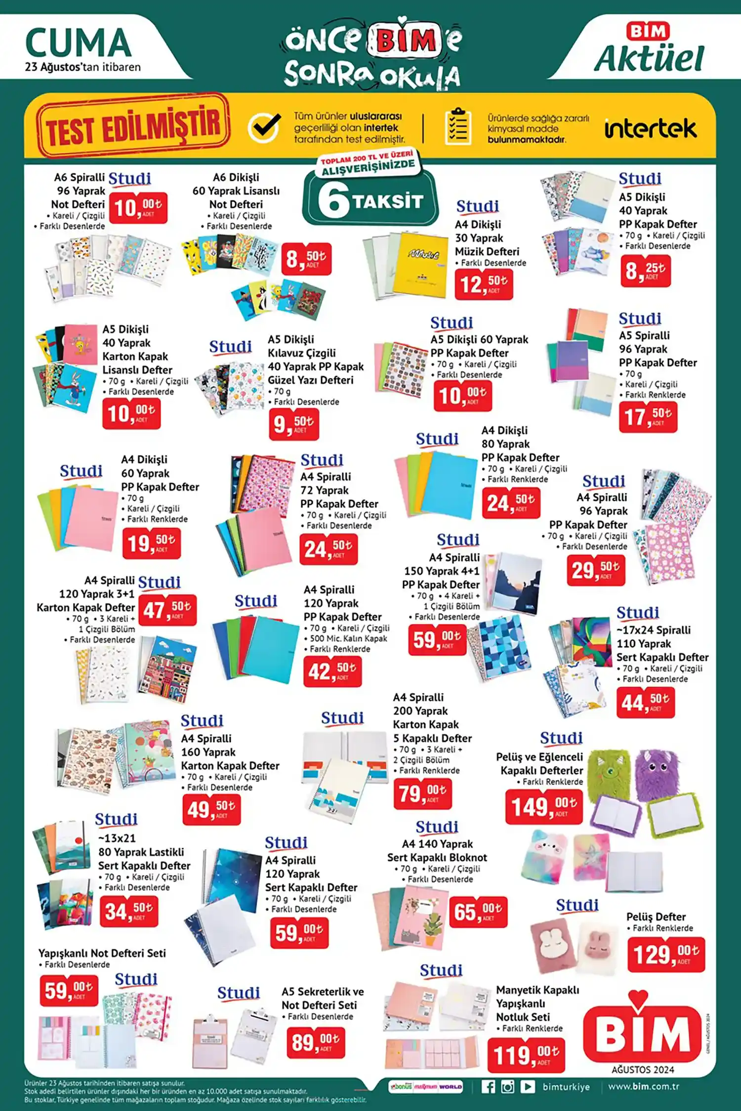 Bim okul malzemeleri 2024 fiyatları