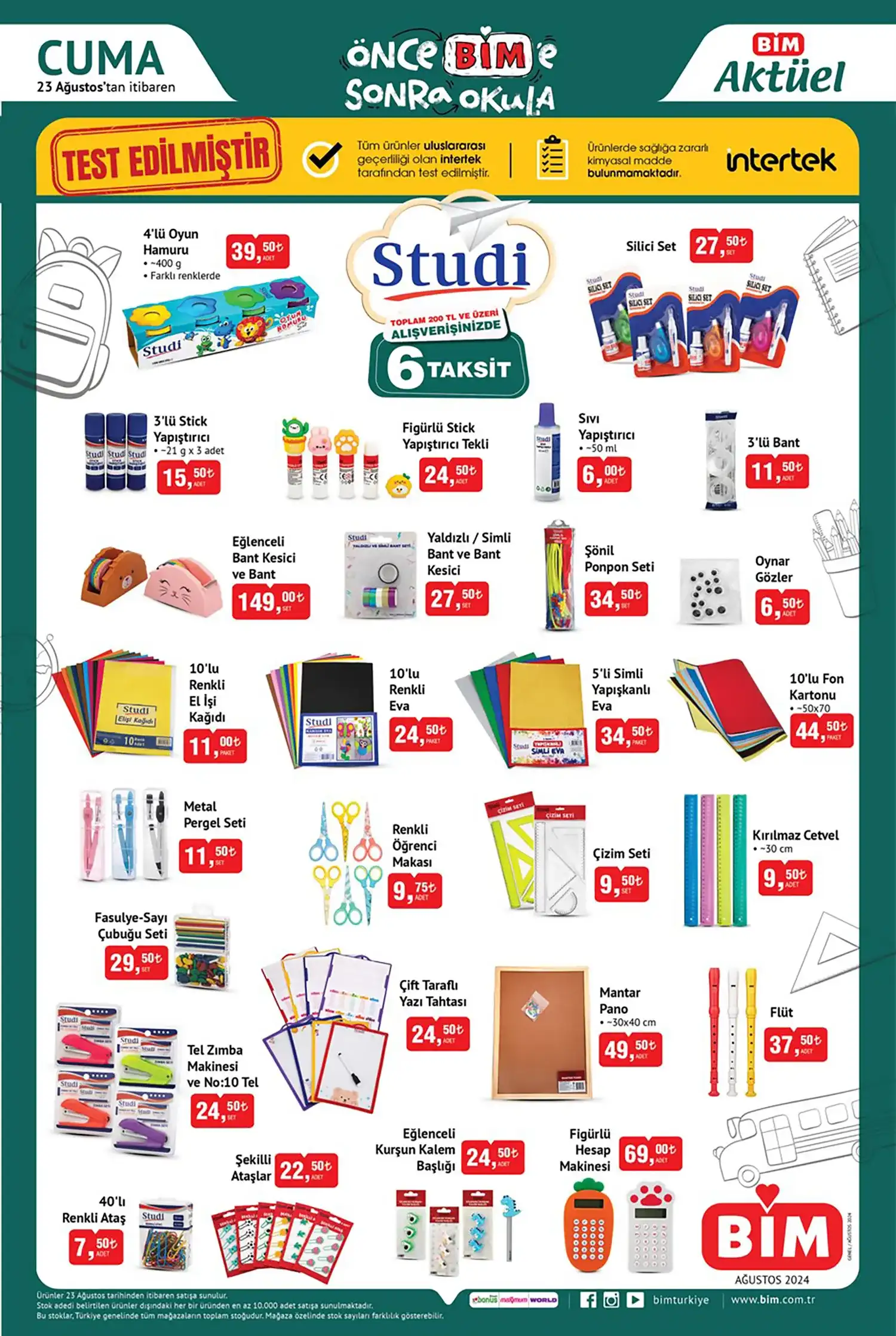 Bim okul malzemeleri 2024 fiyatları