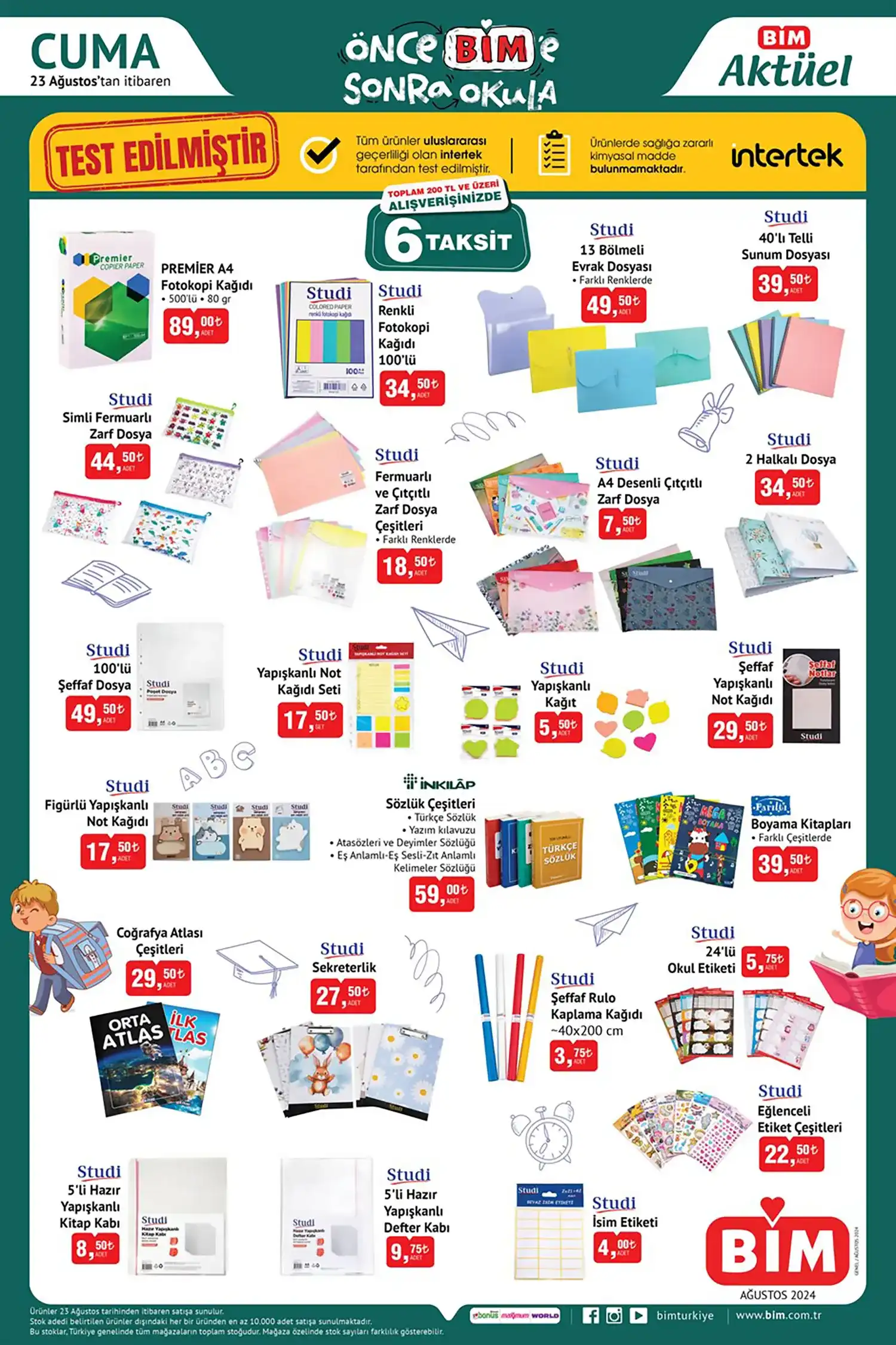 Bim okul malzemeleri 2024 fiyatları